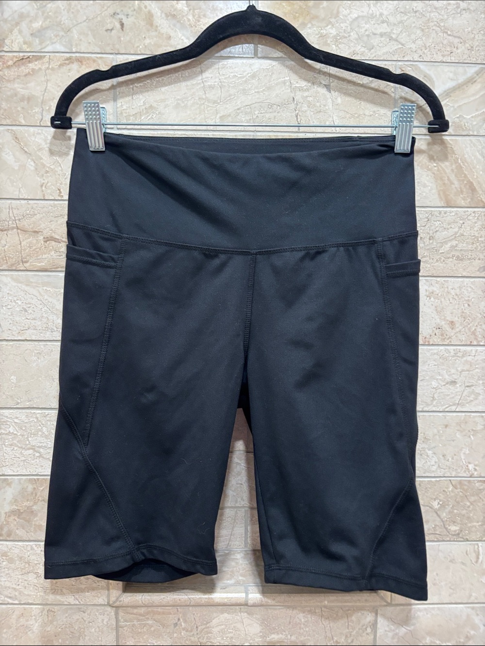 Danskin Black High-Rise Bike Shorts with Side Pockets